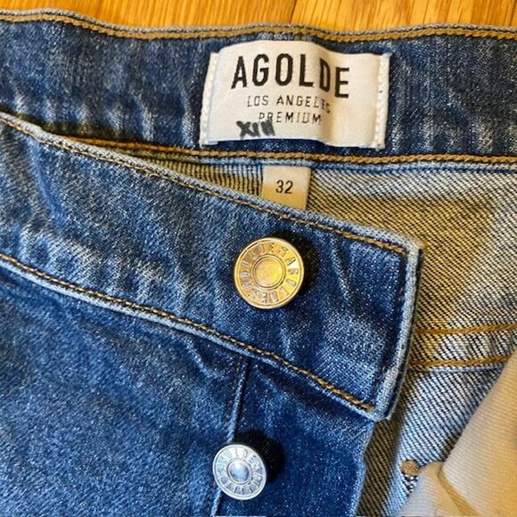 AGOLDE Nico High Rise Jeans Womens 32x27 Subdued Dark Wash Stretch Denim - Picture 4 of 9